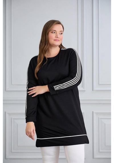 Esra Butik78 Kristal Kumaş Şerit Detaylı Tesettür Tunik 90 Cm Rahat Kalıp Günlük Şık Tunik Siyah Esra Butik78 Kristal Kumaş Şerit Detaylı Tesettür Tunik 90 Cm Rahat Kalıp Günlük Şık Tunik Siyah