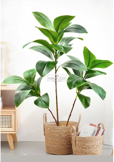 Yapay Ağac Kauçuk Bitkisi 3 Dallı 105 Cm Hasır Saksılı