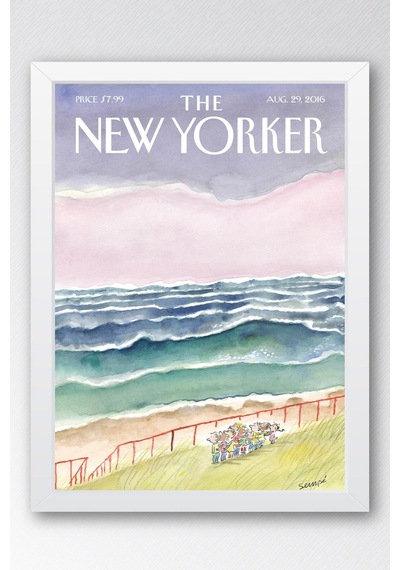 The New Yorker Çerçeveli Tablo August 29 2016 - Dalgalı Denize Bakan Çocuklar Tablosu