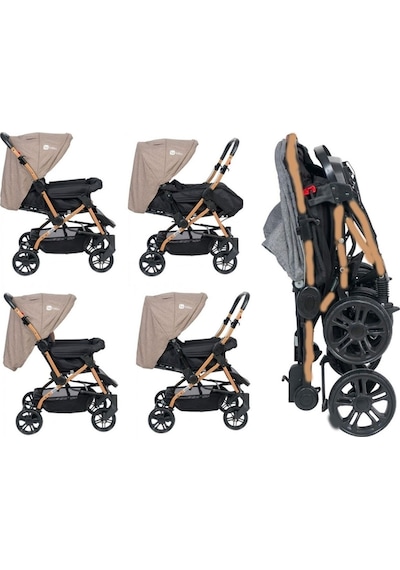 Turhan Bebe 3 Kademe Yatış Pozisyonu Kontrol Penceresi Çift Yönlü Bebek Arabası + Taşıma Puset + Yağmurluk 56465465489