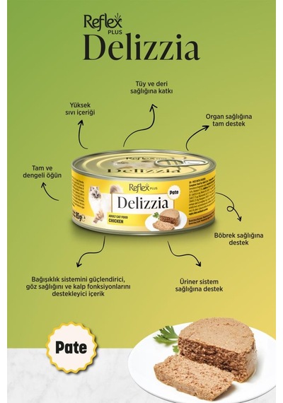 Reflex Plus Delizzia / Kıyılmış Tavuklu Yetişkin Kedi Maması 85g X 24 Adet