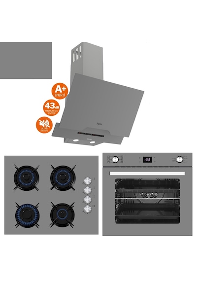 Ferre Afm Tech Greyon D065-SA + FM2210 + FM7710 Ultra Sessiz Silenart Gri Ankastre Set