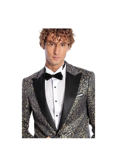 Wessi Tüy Desenli Slim Fit Erkek Smokin Ceket - Lacivert