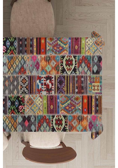 Çok Renkli Patchwork Dokuma Leke Tutmaz Masa Örtüsü Mso152n11