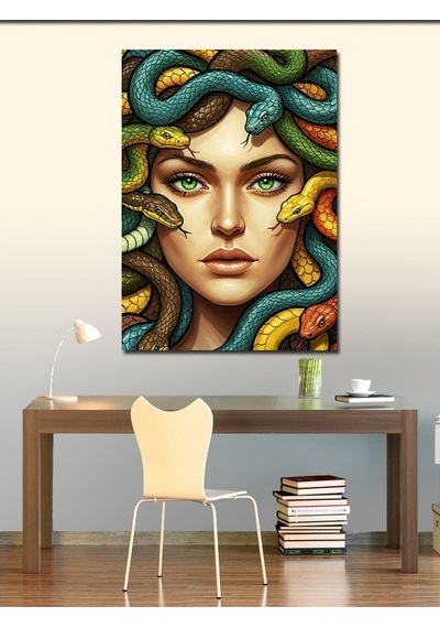 Kanvas Tablo Medusa Ve Yılan Saçlar 50cmx70cm