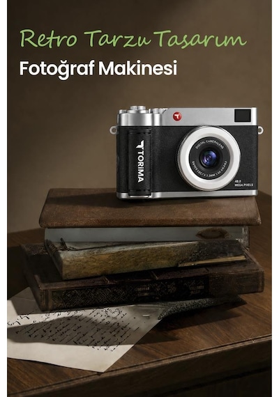 Torima CMR50 Mini Dijital Retro Kamera 48 MP Selfie Video Vlog Kamerası