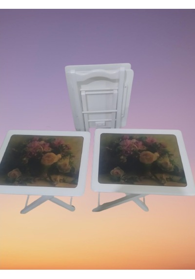 Zigon Çanta Büyük Resimli Sehpa Beyaz Dikdörtgen Itinalı Paketlem