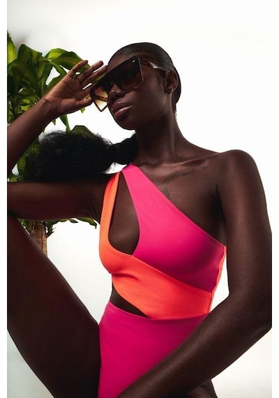 Deep Beach Renk Bloklu Cut Out Mayo Db200786m 001