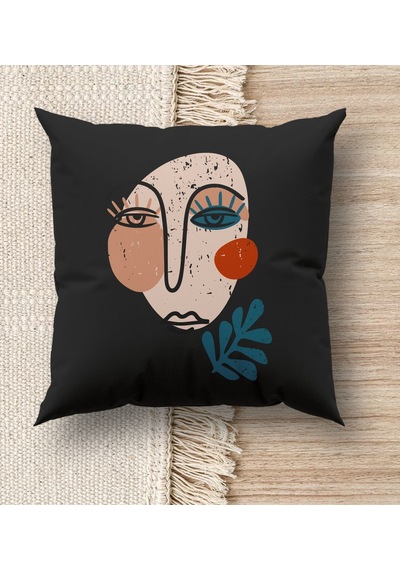 Bk Gift Modern Art Tasarımlı Premium Kumaş Siyah Kırlent Yastık, Ev Hediyesi, Ev Dekorasyonu, Dekoratif Hediye-3 Diğer