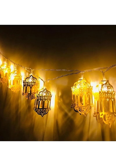 2 Metre Fener Figürlü Ramazan Ledi, Pilli Ramazan Kareem Led, Dekor Led, Ramazan Banner Sarkıt Gün Işığı