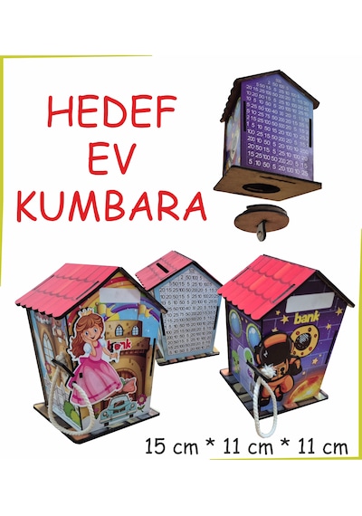 Ahşap Kilitli Hedef Ev Kumbara