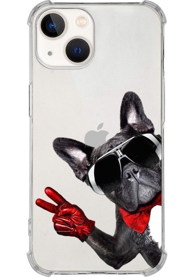 Apple Uyumlu iPhone 13 Köpek 2 Baskılı Şeffaf Köşe Korumalı Antişok Kılıf