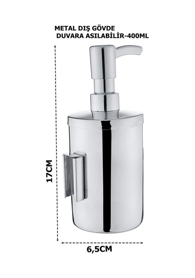 Geseus Ç.ayna Metal Krom Asmalı Sıvı Sabun Dispenseri 400ml-803