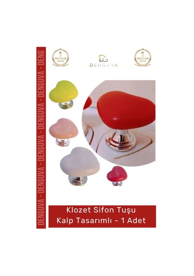 Sifontuşu Estetik Banyo Aksesuarı Modern Dekoratif Pratik Sifon Klozet Sifon Tuşu Kalp Tasarımlı - Çok Renkli