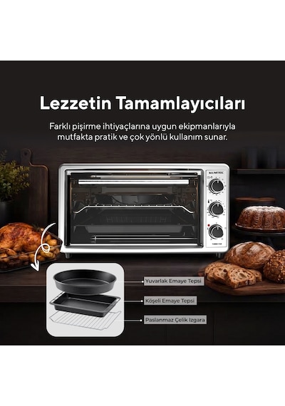 Kumtel LX-3575 45 L Gri Turbo Mini Fırın