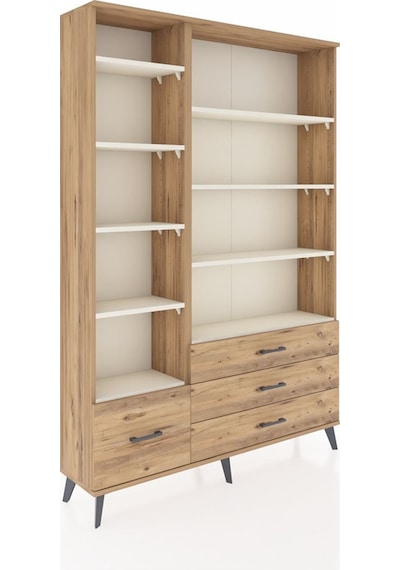 Arges Dolap 9 Raflı 4 Çekmeceli 132x30x195 Çam-aytaşı/çam Çam