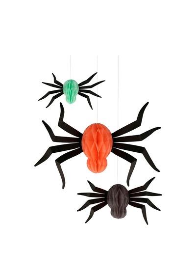 Meri Meri - Hanging Honeycomb Spiders - Asılan Örümcek Süsleri - 12'li Tüm Yaşlar