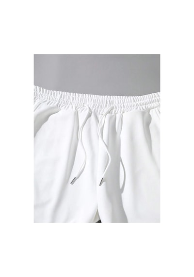 Tarzsokak Letter Graphic Drawstring Waist Eşofman Altı Beyaz