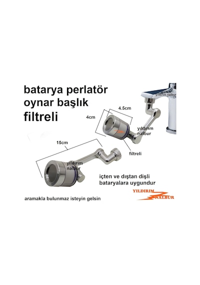 Lavabo Batarya Ucu Filtreli Döner Perlatör Uzatma Batarya Borusu