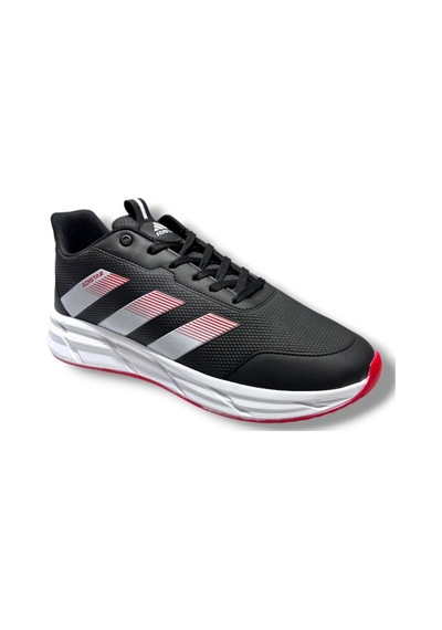 Adistar 018-26 Baskı Deri Anatomik Erkek Sneaker Siyah Beyaz Kırmızı Siyah