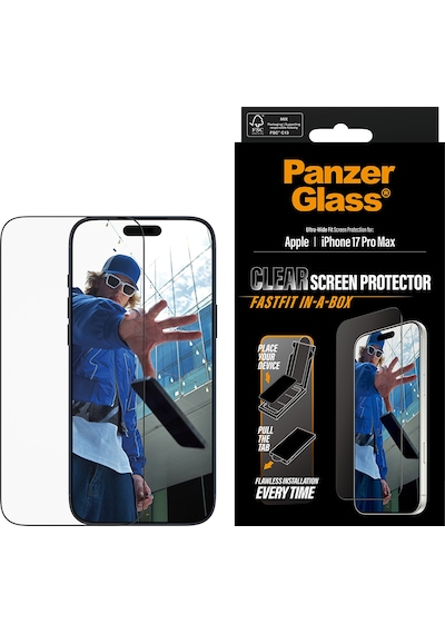 Panzerglass Apple Uyumlu iPhone 17 Pro Max Ultra-wide Fit Siyah Çerçeveli Ekran Koruyucu - Fast Fit Uygulama Aparatlı