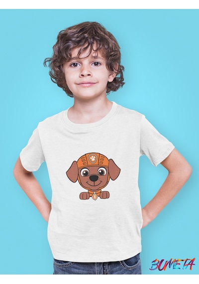 Bumeta Turuncu Takım Lideri Zuma Paw Patrol Çocuk Tişört T-shirt Beyaz