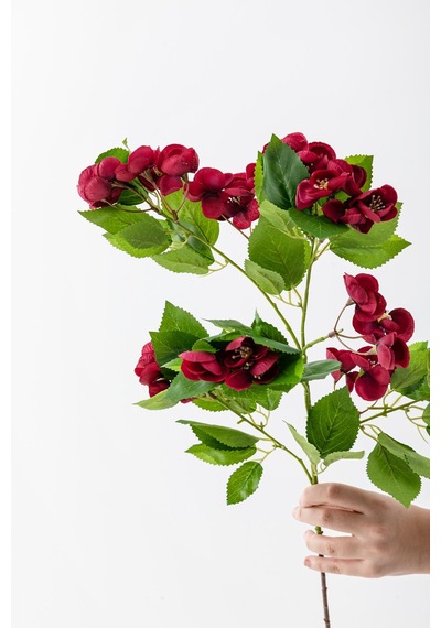Yapay Lux Menekşe Dalı Bordo 80 Cm 5 Yaprak Bordo