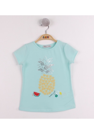 Toontoy Kids Toontoy Kız Çocuk Ananas Baskılı Tişört Mint Yeşili