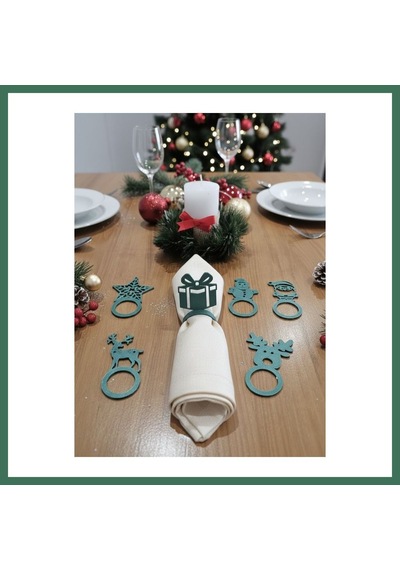 En-cag 6'lı Yılbaşı Peçete Halkası Seti Noel Sofra Süsü Dekoratif Peçete Yüzüğü Bss Çok Renkli