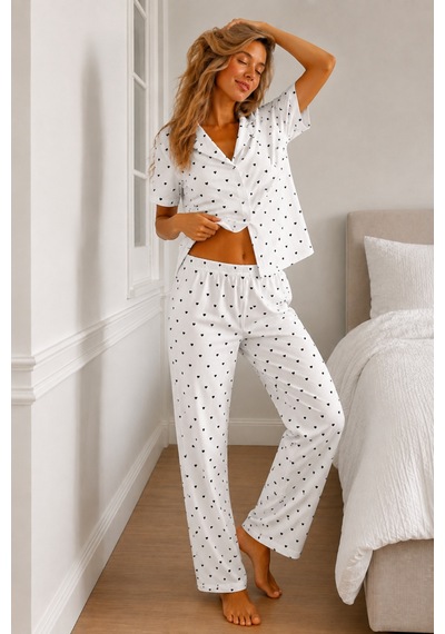 Norcia Sports Kadın Loose Kalıp Pamuklu Kar Beyaz Pijama Takımı Çok Renkli - 929322955 Çok Renkli - 929322955 Çok Renkli