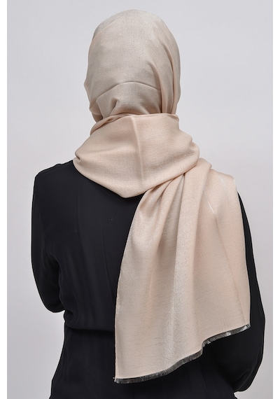 Altobeh Kadın Düz Renk Pırıltı Simli Tesettür Shawl Parlak Abiye Şal - Koyu Krem