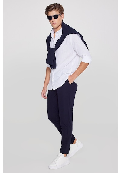 AC&Co / Altınyıldız Classics Erkek Lacı Slim Fit Dar Kesim Beli Bağlamalı Çizgili Yan Cepli Casual Jogger Pantolon Lacı