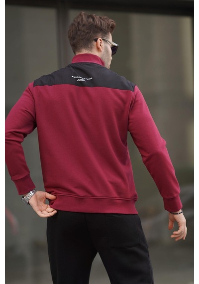 Madmext Bordo Fermuar Yaka Basic Erkek Sweatshirt 6157-bordo Bordo