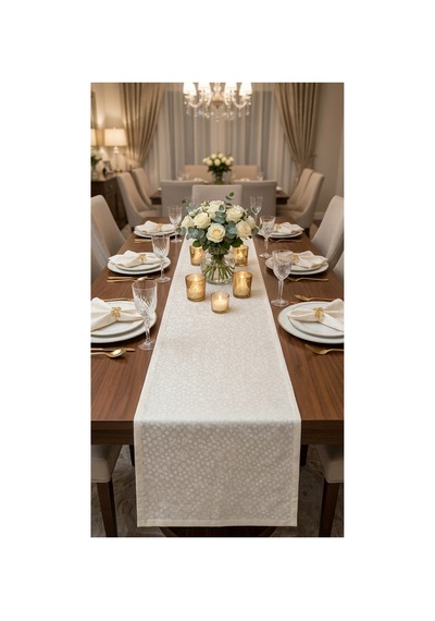 %100 Pamuk Özel Desenli Dikdörtgen Runner 40x130 Beyaz - 900645971 Beyaz