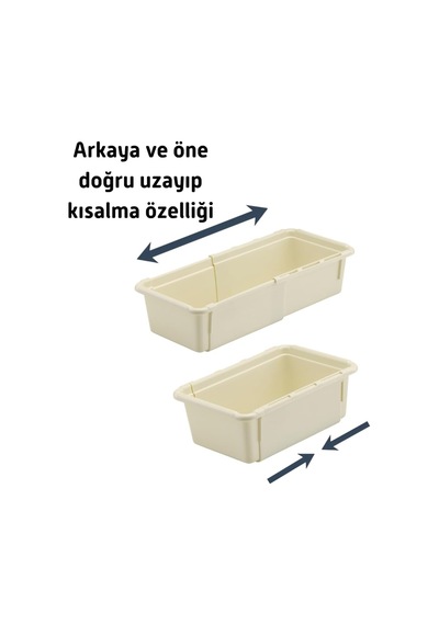 Ayarlanabilir Kayar Kızaklı Mini Çekmece Organizeri Uzuayıp Kısalan Konsül Masa Üstü Dzenleyici Krem, 1 Numara Diğer