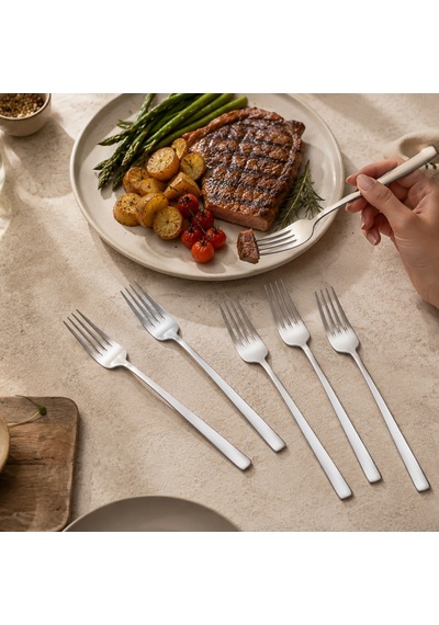 Krc Flame 6'lı Yemek Çatalı Platin