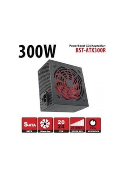 Powerboost Bst-atx300r 300w, Ppfc 12cm Kırmızı Fanlı Atx Psu Retail Box Güç Kaynağı Kdo