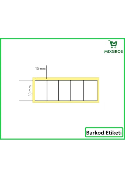 15x30 Mm Termal 5'li Ürün Barkod Etiketi 1 Rulo: 8000 Adet Etiket