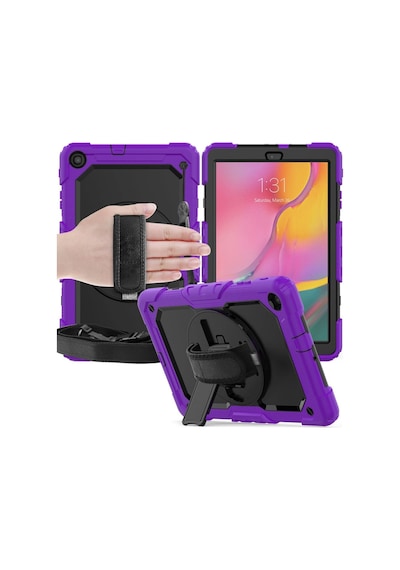 Samsung Galaxy T510 Tab A 10.1 Kılıf Pars Tablet Kapak - Mor Arka Kapak