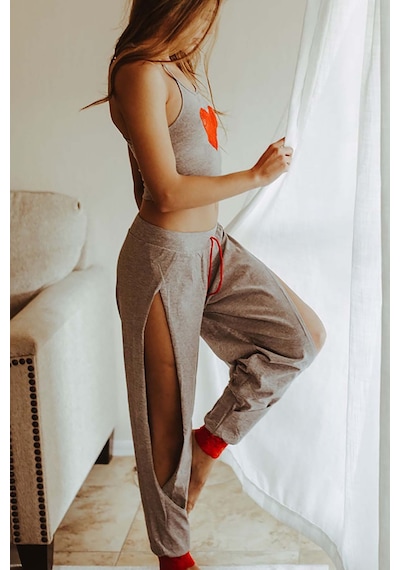 Merry See Özel Tasarım Dantel Kalp Tasarımlı Pijama Takım