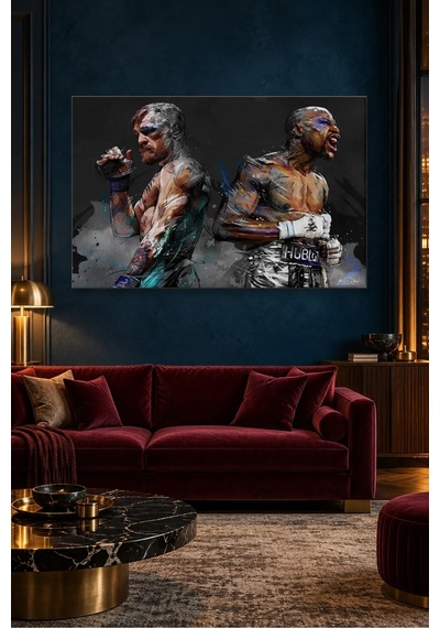 Fida Mayweather Ve Mcgregor Boks Karşılaşması Canvas Tablo Çok Renkli