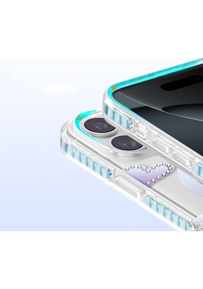 İphone 16 Pro Max Uyumlu Kılıf M-safe Şarj Özellikli Zore Paris Elvo Sert Pc Kapak Mavi