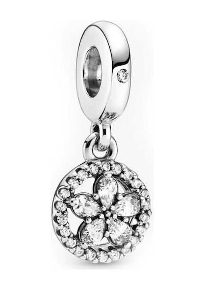 Nur Silver Taşlı Çiçek Sallantılı Gümüş Charm Nur-bl00318