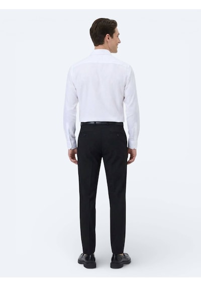 Kip Beyaz Düz Slim Fit Uzun Dokuma Klasik Pamuk Karışımlı Gömlek