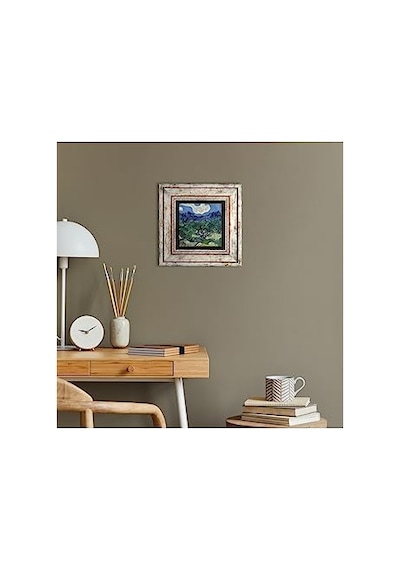 Van Gogh Zeytin Ağaçları Taş Duvar Tablosu - Çerçeveli Taş Tablo - Dekoratif Duvar Sanatı - Modern Ev Ve Ofis Du