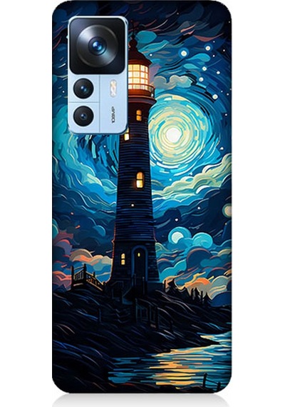 Xiaomi Mi 12t Pro Uyumlu Silikon Kılıf Ay Işığında Yalnız Deniz Feneri