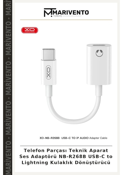 Telefon Parçası Teknik Aparat Ses Adaptörü Nb-r268b Usb-c To Lightning Kulaklık Dönüştürücü