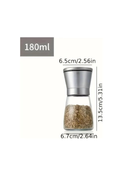 2li Set Metal Krom Kapaklı Cam Tuz Karabiber Değirmeni Gümüş Mıt1244