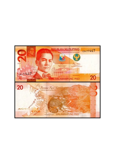 Filipinler 2022 Yılı 20 Piso Kağıt Para Çil Unc Koleksiyon Para