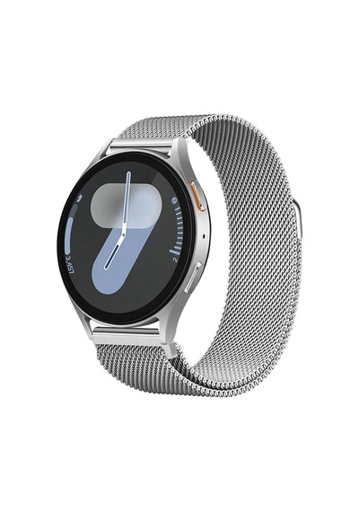 Galaxy Watch 6 / 5 / 4 Fe Uyumlu Manyetik Milanese Metal Kordon 40-47mm Gümüş